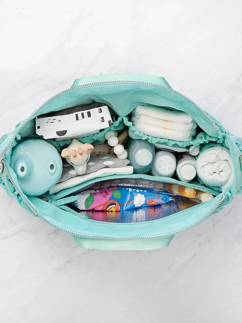 Lily Jade Mint Diaper Caddy Organizer Tote Insert in Jade Blue and & Gold